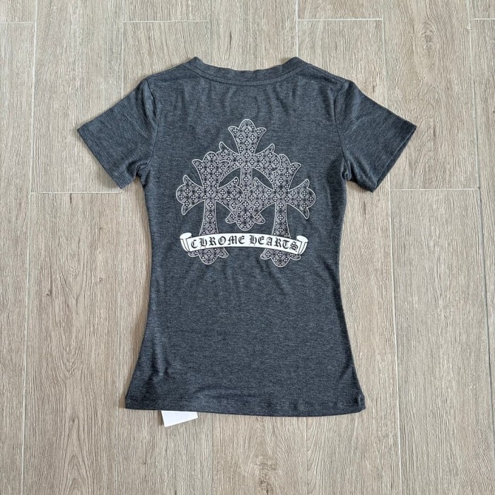 1:1 quality version Streetwear Front Label Logo Back Cross Graphic Print Slim Fit V Neck tee 29372402