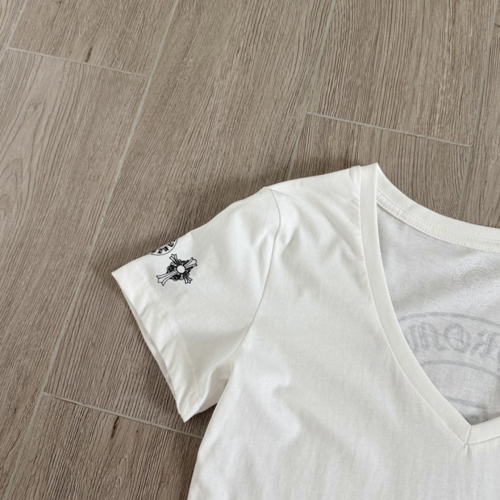 1:1 quality version Y2K Streetwear Double Sided Gothic Horseshoe Letter Cross Print Slim Fit V Neck tee 2 colors 29372508