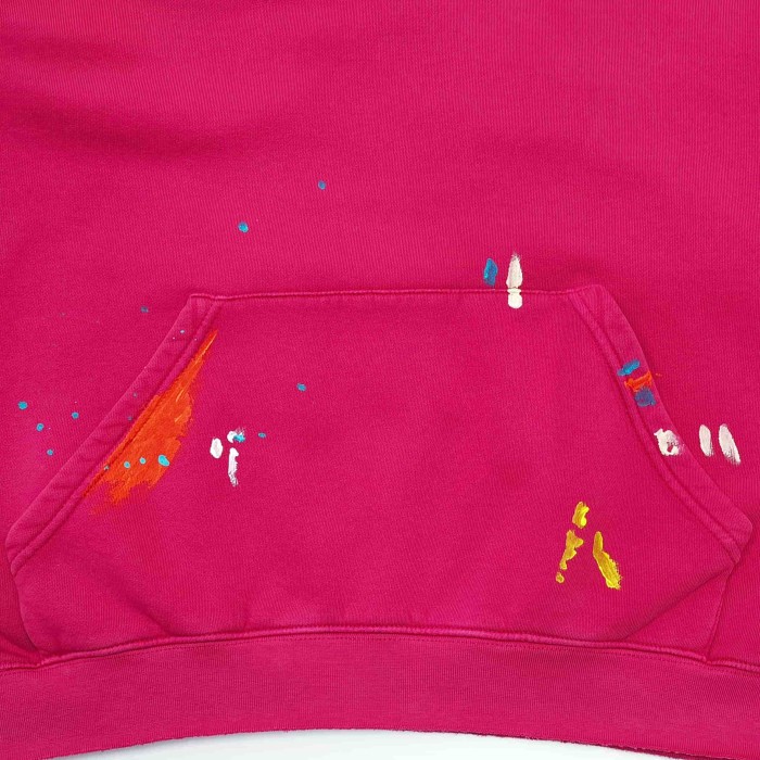 [Big & Tall for weights up to 260 lbs]1:1 quality version Hip Hop Faded Pink Pigment Dye Text Logo Splash Ink Graffiti Kangaroo Pocket Hooded 29371962