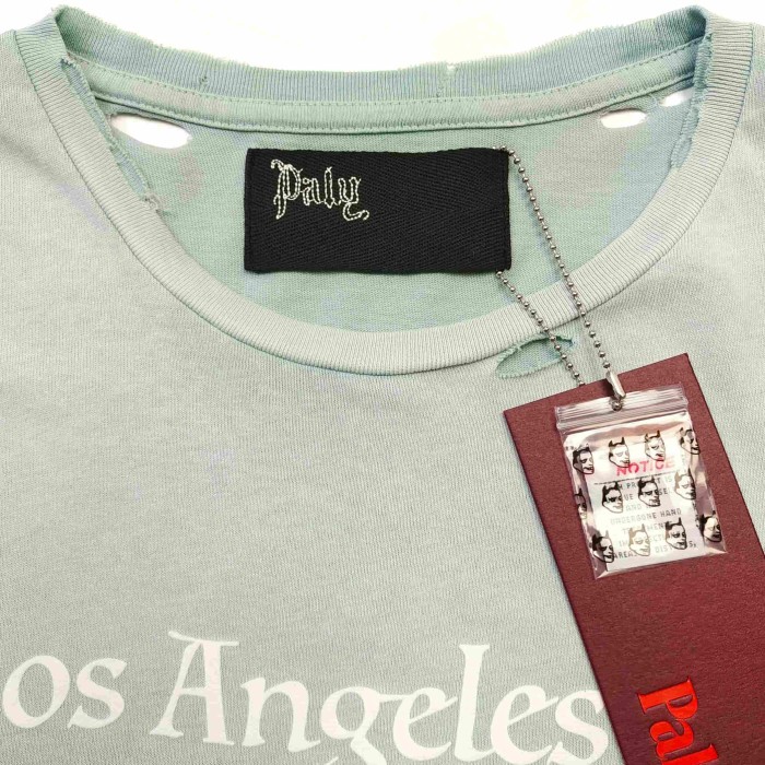[Big & Tall for weights up to 220 lbs]1:1 quality version Streetwear Distressed Hole Washed Letter Rainbow Rhinestone Beaded Oversized Tee 29371935