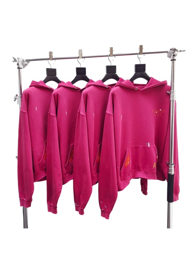 [Big & Tall for weights up to 260 lbs]1:1 quality version Hip Hop Faded Pink Pigment Dye Text Logo Splash Ink Graffiti Kangaroo Pocket Hooded 29371962