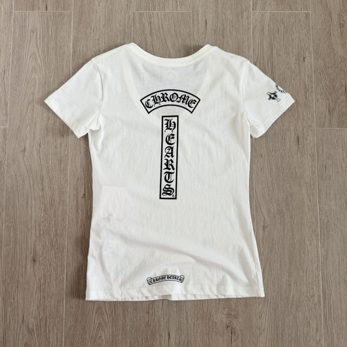 1:1 quality version Y2K Streetwear Double Sided Gothic Horseshoe Letter Cross Print Slim Fit V Neck tee 2 colors 29372508