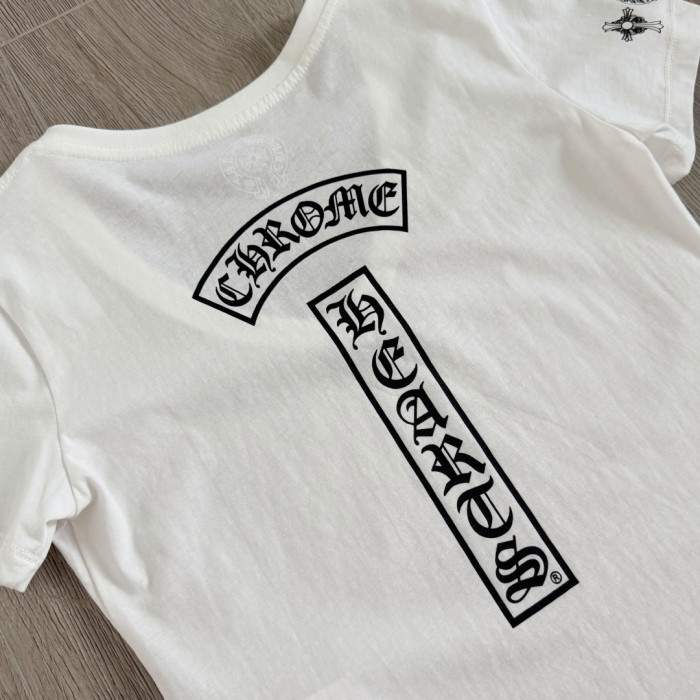 1:1 quality version Y2K Streetwear Double Sided Gothic Horseshoe Letter Cross Print Slim Fit V Neck tee 2 colors 29372508
