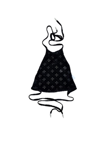 1:1 quality version Vintage Gothic Streetwear All Over Cross Print Halter Tie Back Crop Cami Tank Top 29372686