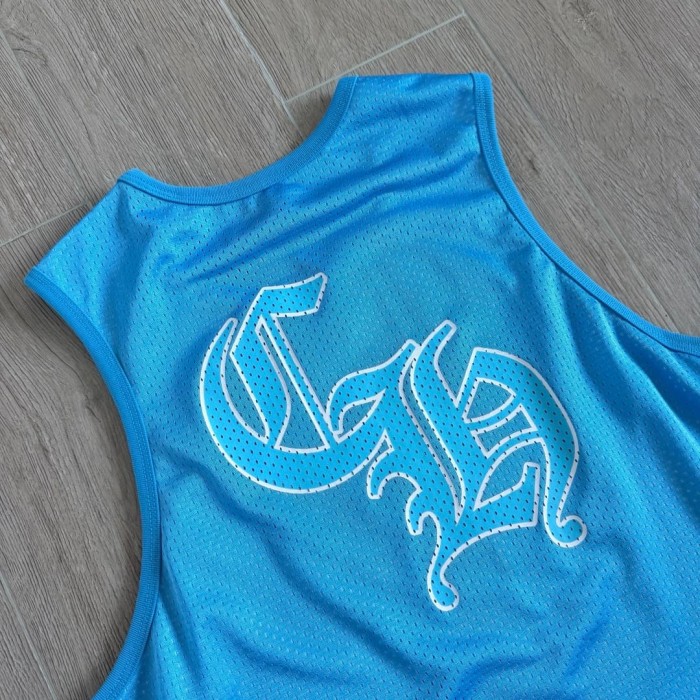 1:1 quality version Vintage Streetwear Front 33 Number Back Gothic Monogram Print Oversized Mesh Sleeveless Tank Top 3 colors 29372671