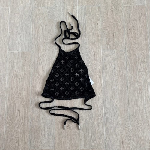 1:1 quality version Vintage Gothic Streetwear All Over Cross Print Halter Tie Back Crop Cami Tank Top 29372686