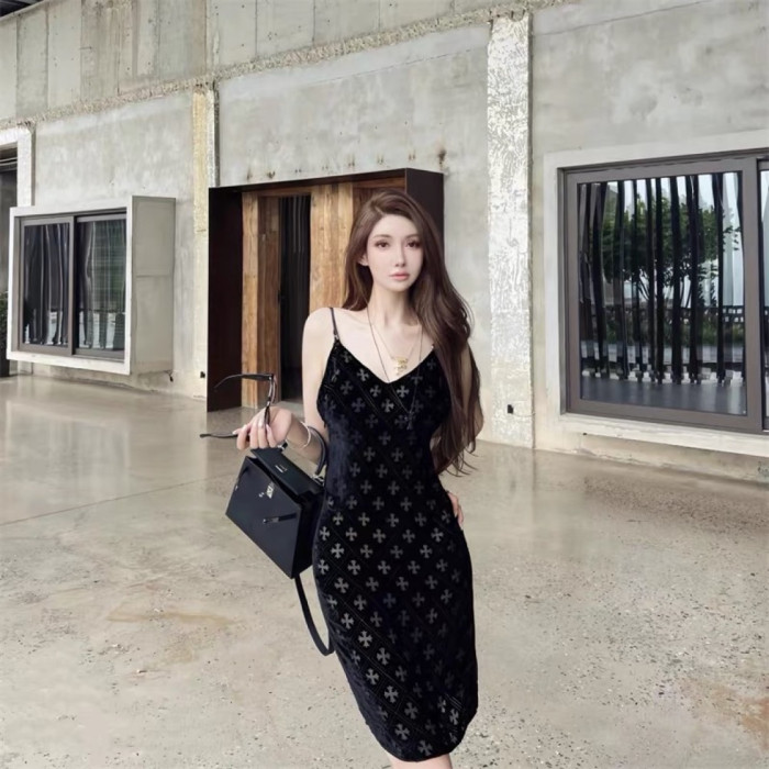 1:1 quality version Gothic Streetwear All Over Cross Print V Neck Adjustable Strap Bodycon Slip Tank Top 29373037