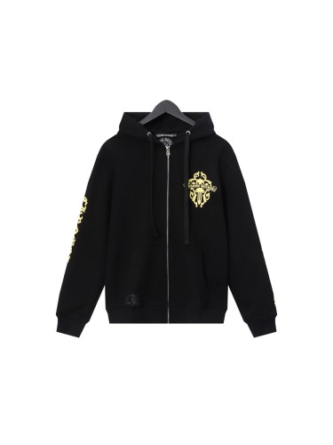 [50% Off]Yellow dagger print zipper hoodie 21593222