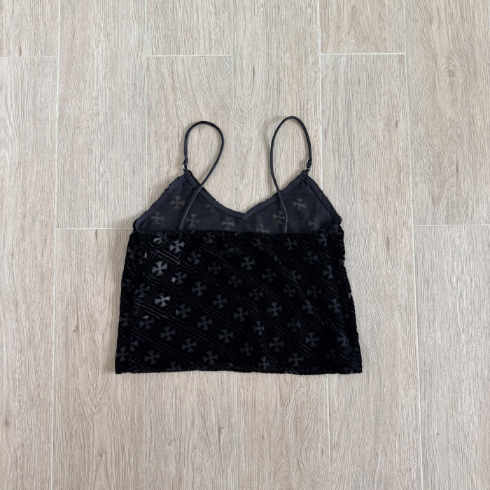 1:1 quality version Gothic Streetwear All Over Cross Print V Neck Adjustable Strap Cropped Cami Tank Top 29373029