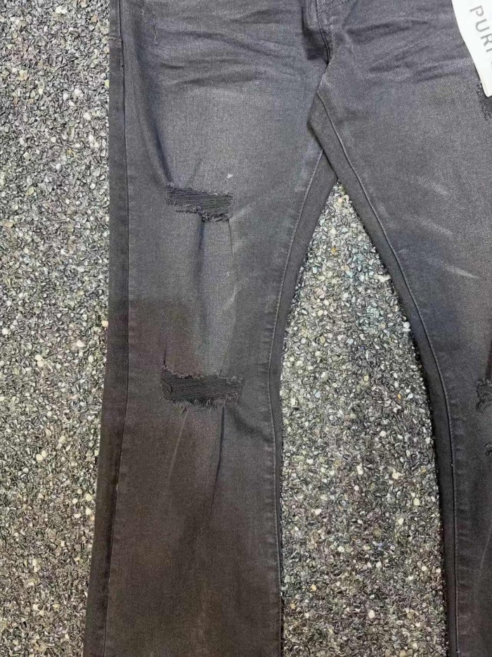 1:1 quality version Retro Hip Hop Faded Black Multi Slash Destroyed Flare Jeans 29373853