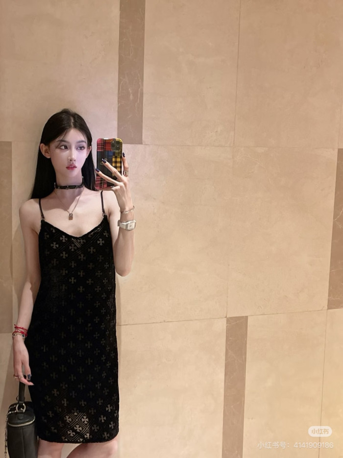 1:1 quality version Gothic Streetwear All Over Cross Print V Neck Adjustable Strap Bodycon Slip Tank Top 29373037