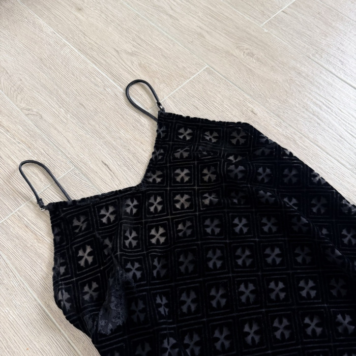 1:1 quality version Gothic Streetwear All Over Cross Print V Neck Adjustable Strap Bodycon Slip Tank Top 29373037