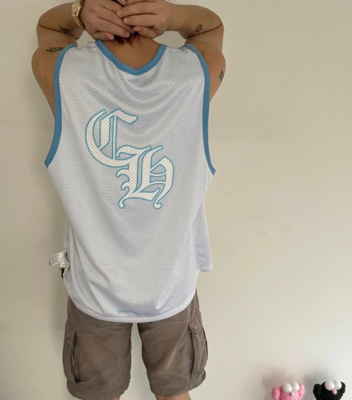 1:1 quality version Vintage Streetwear Front 33 Number Back Gothic Monogram Print Oversized Mesh Sleeveless Tank Top 3 colors 29372671