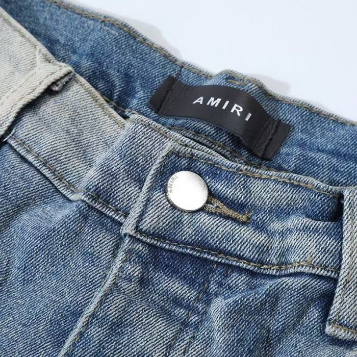 1:1 quality version American Streetwear Destroyed Red Patch Letter Embroidered Skinny Fit Denim Jeans 29373762