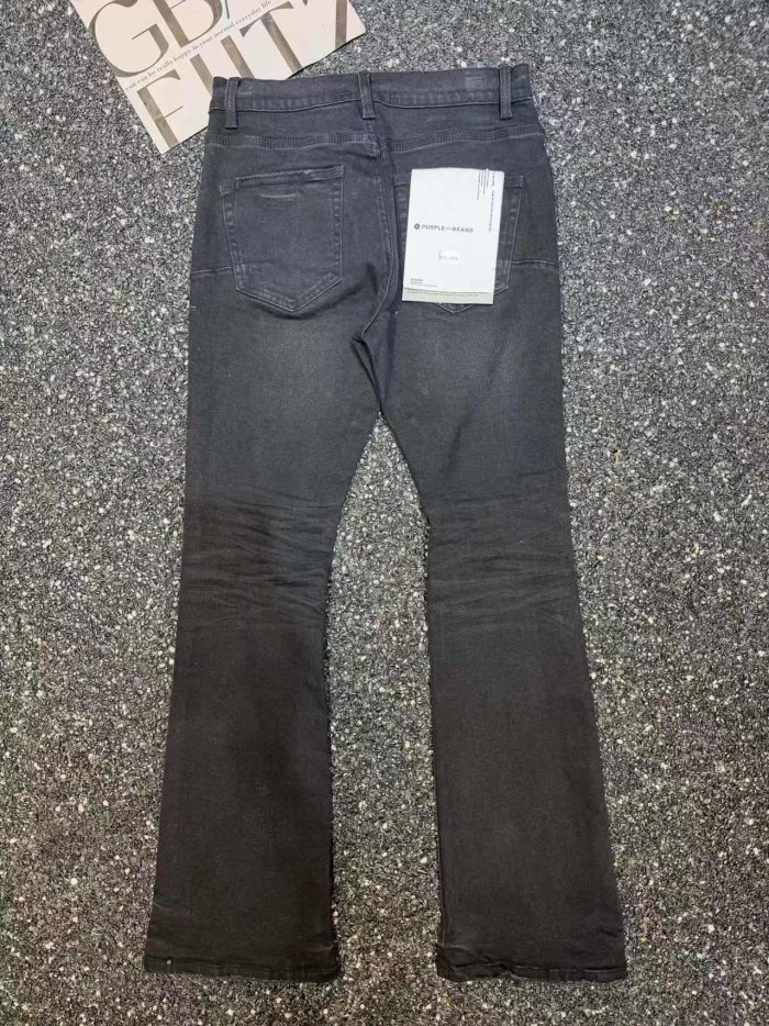 1:1 quality version Retro Hip Hop Faded Black Multi Slash Destroyed Flare Jeans 29373853