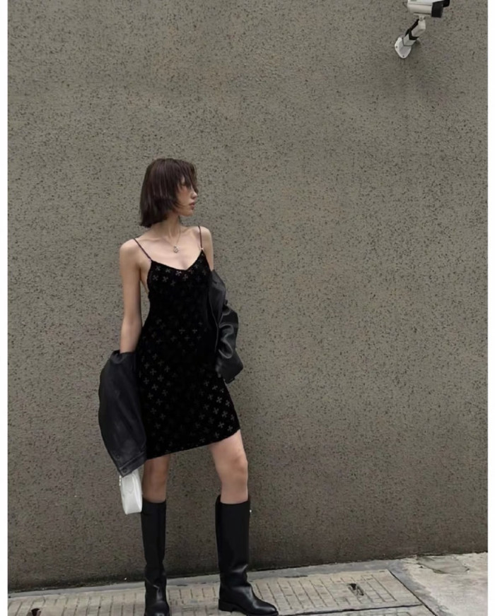 1:1 quality version Gothic Streetwear All Over Cross Print V Neck Adjustable Strap Bodycon Slip Tank Top 29373037