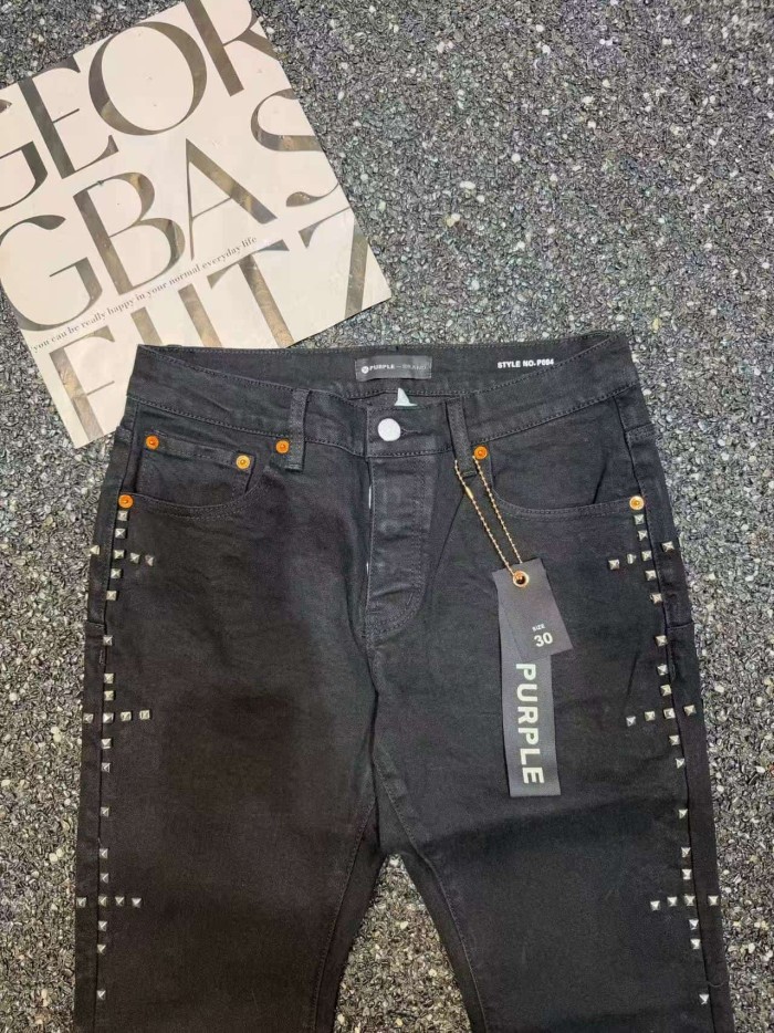 1:1 quality version American Biker High Street Black Wash Side Metal Studded Flare Jeans 29373863