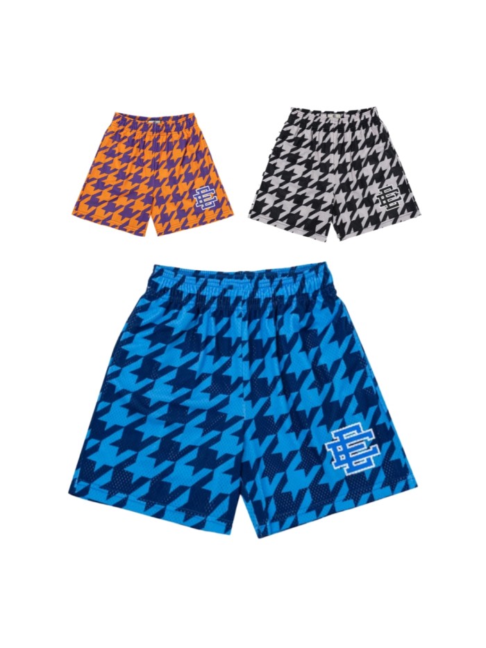 Streetwear Houndstooth Full Print Loose Fit Breathable Mesh Athletic Shorts 3 colors 29374966