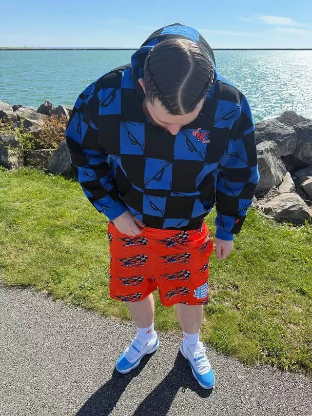 Streetwear All Over Dart Print Loose Fit Breathable Mesh Athletic Shorts 2 colors 29374886