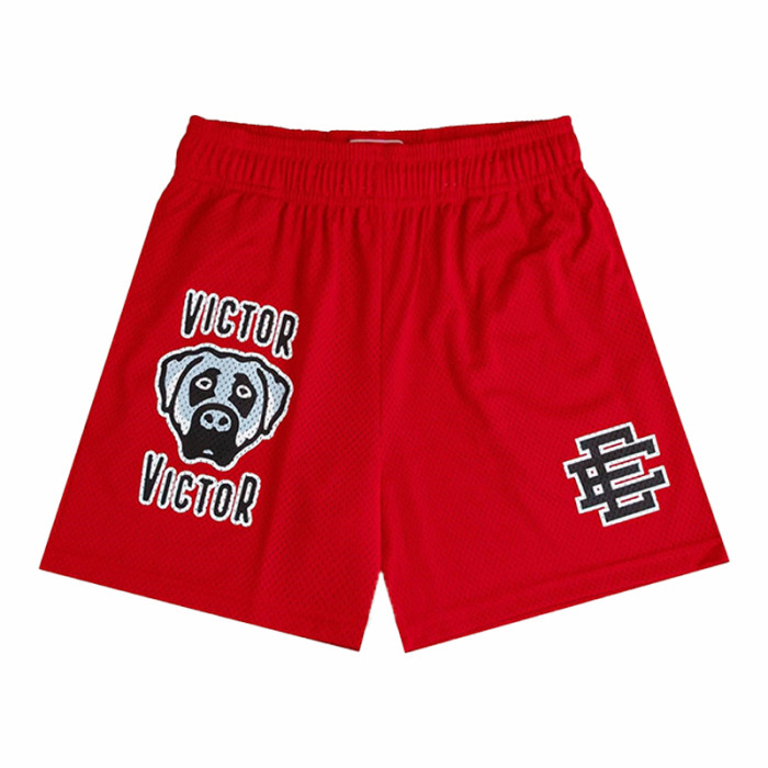 Streetwear Dog Head Letter Print Loose Fit Breathable Mesh Athletic Shorts 2 colors 29374901