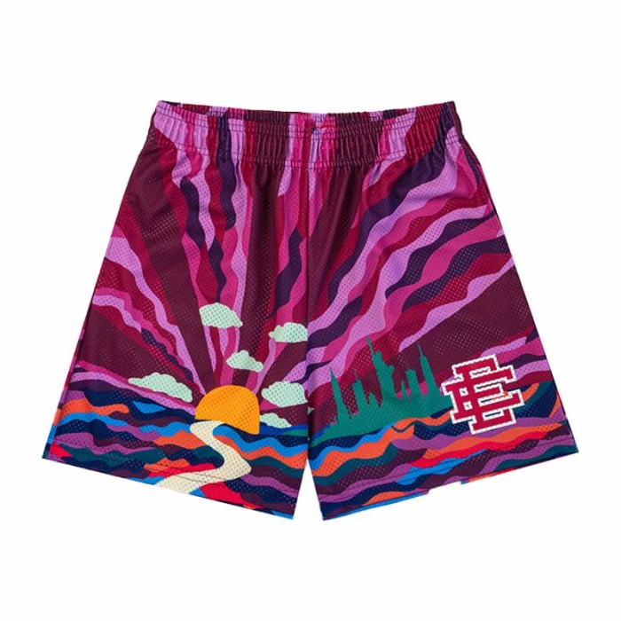 Streetwear Sunset Cityscape Full Print Loose Fit Breathable Mesh Athletic Shorts 3 colors 29374913