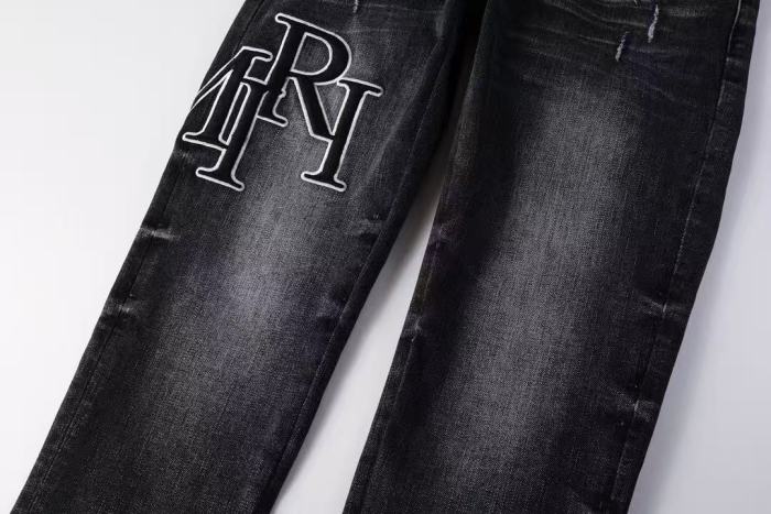 1:1 quality version Streetwear Distressed Letter Print Slim Fit Washed Stretch Denim Jeans 29374941