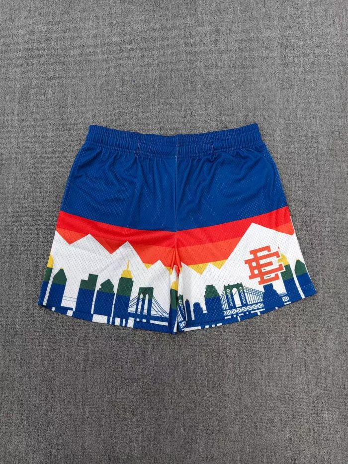 Eric Emanuel Streetwear City Skyline Mountain Print With Side EE Monogram Logo Print Mesh Athletic Shorts 2 colors 29378499