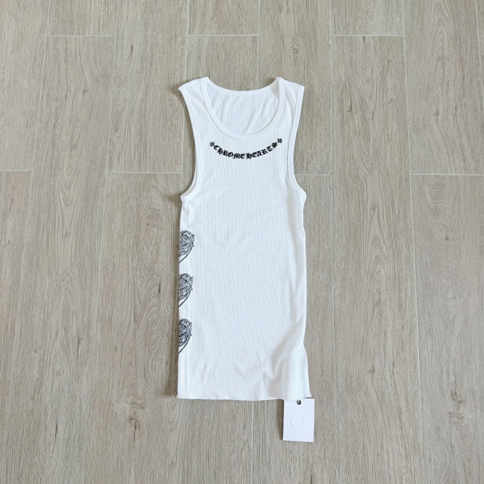 1:1 quality version Heart Vine Pattern White Limited Edition Print Vest Classic Vintage Sleeveless Top For Girls 29380178