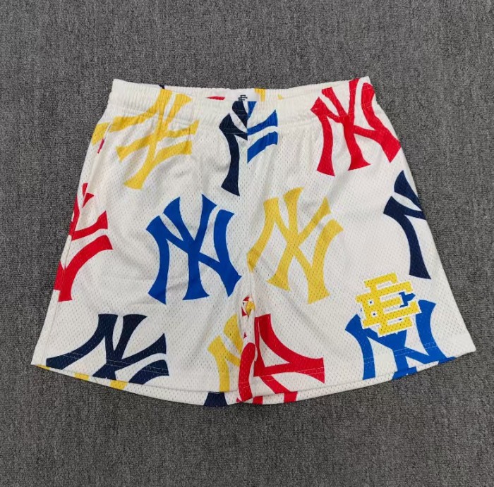 Eric Emanuel Streetwear Full Print Colorful NY Letter Graphic With Side Monogram Logo Print Mesh Athletic Shorts 3 colors 29378452