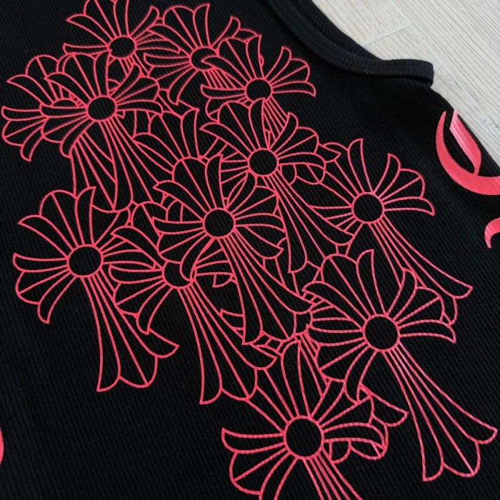 1:1 quality version Classic Vintage Red Cross Sanskrit Print Knit Tank Tops For Girls 29380174