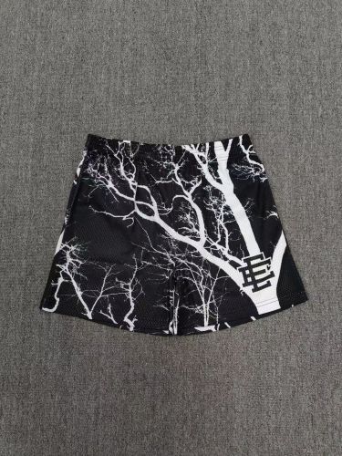 Eric Emanuel Hip Hop All Over Black And White Tree Graphic And Side Emblem Print Mesh Athletic Shorts 2 colors 29378334