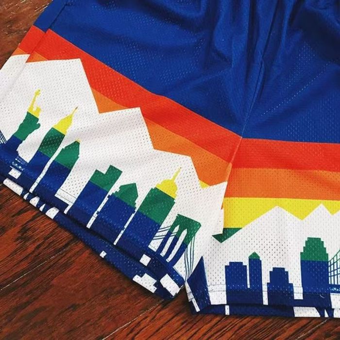 Eric Emanuel Streetwear City Skyline Mountain Print With Side EE Monogram Logo Print Mesh Athletic Shorts 2 colors 29378499