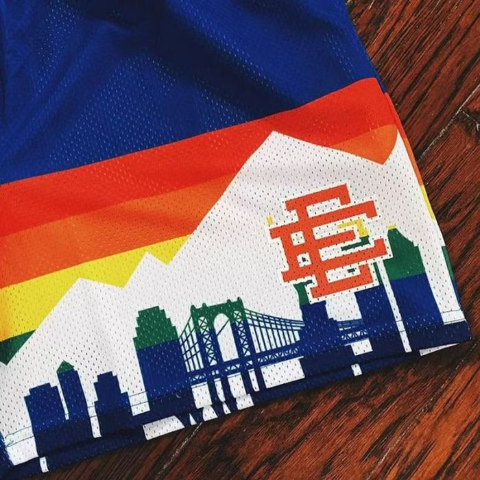 Eric Emanuel Streetwear City Skyline Mountain Print With Side EE Monogram Logo Print Mesh Athletic Shorts 2 colors 29378499
