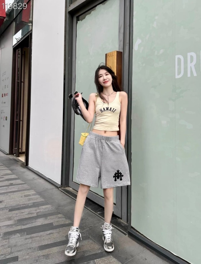 1:1 quality version Multi Cross Pattern Pocket Sheepskin Texture Fleece Casual Sweat Shorts 29380271