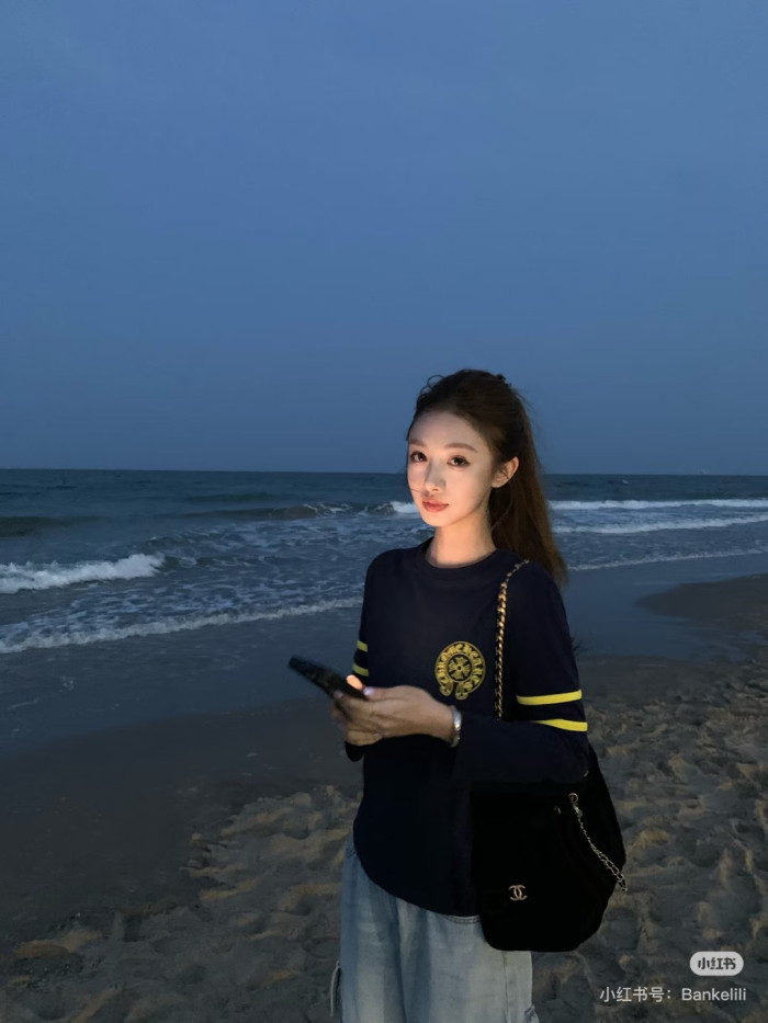 1:1 quality version Number Horseshoe Print Color Block Thin Breathable 3/4 Sleeve Long Sleeve T-Shirt  3 colors for girls 29380260