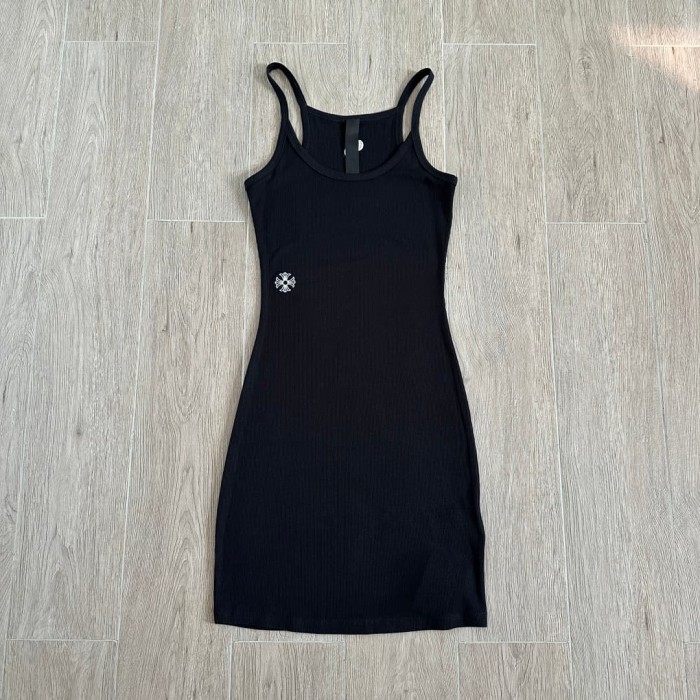 1:1 quality version Vintage Street Minimal Side Chest Embroidery Ribbed Stretch Spaghetti Strap Bodycon Dress Top For Girls 3 colors 29380202