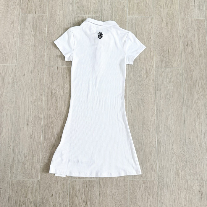 1:1 quality version Y2K Street Cross Gothic Letter Embroidery Ribbed Slim Fit Polo Dress 2 colors 29380249