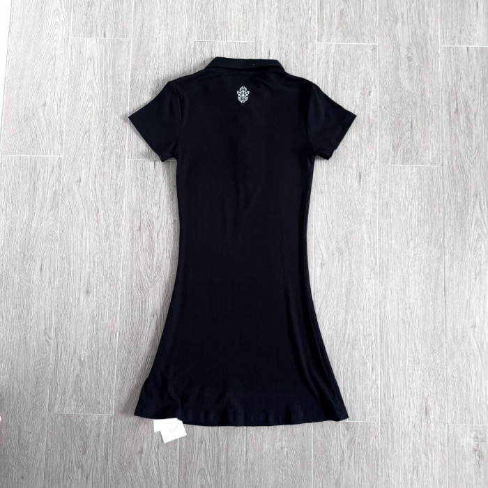 1:1 quality version Y2K Street Cross Gothic Letter Embroidery Ribbed Slim Fit Polo Dress 2 colors 29380249