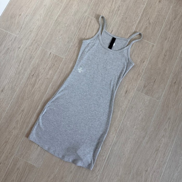 1:1 quality version Vintage Street Minimal Side Chest Embroidery Ribbed Stretch Spaghetti Strap Bodycon Dress Top For Girls 3 colors 29380202