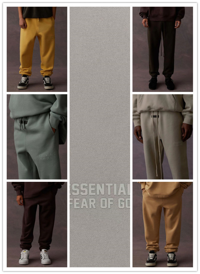 [50% Off]Fear Of God (Essentials) [Big & Tall for weights up to 220 lbs]1:1 quality version 3-D Silicone Drawstring Sweatpants 6 colors 22686201