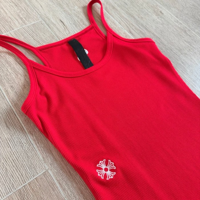 1:1 quality version Vintage Street Minimal Side Chest Embroidery Ribbed Stretch Spaghetti Strap Bodycon Dress Top For Girls 3 colors 29380202