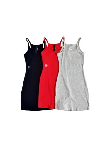 1:1 quality version Vintage Street Minimal Side Chest Embroidery Ribbed Stretch Spaghetti Strap Bodycon Dress Top For Girls 3 colors 29380202
