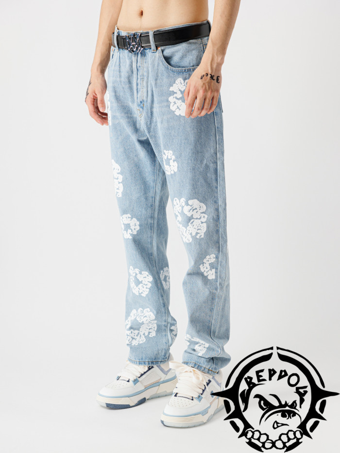 [50% Off]Denim Tears 1:1 Quality Version Kapok Light Blue Denim Jeans 22689283