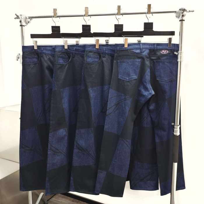 1:1 quality version Matty Boy Checkerboard Black And Blue Patchwork All-Seeing Eye Straight Leg Jeans 29382887