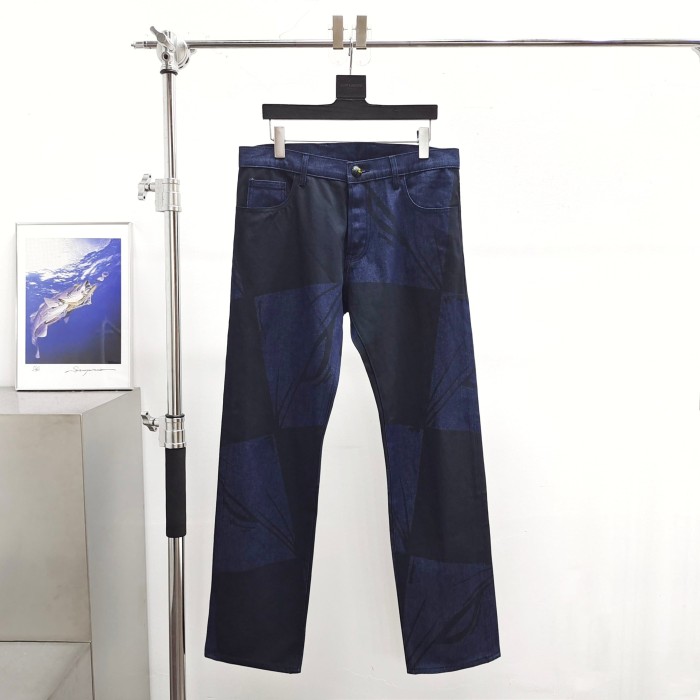 1:1 quality version Matty Boy Checkerboard Black And Blue Patchwork All-Seeing Eye Straight Leg Jeans 29382887