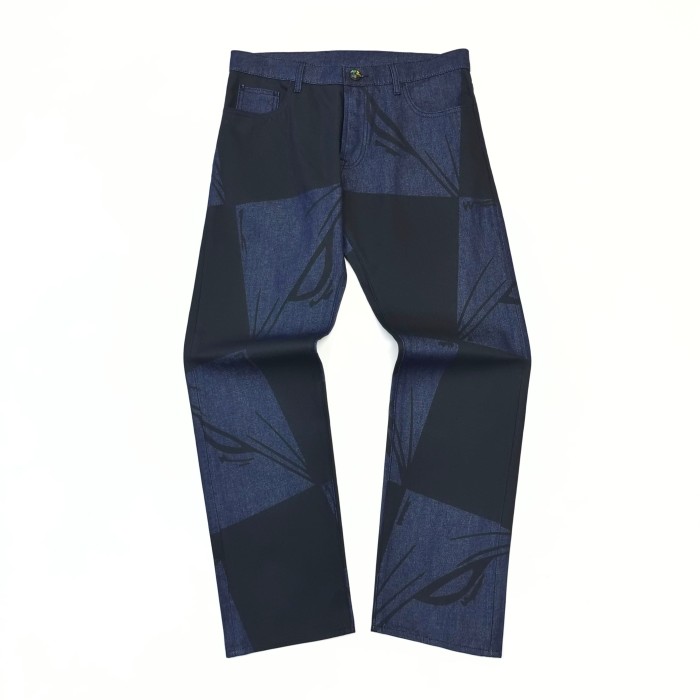 1:1 quality version Matty Boy Checkerboard Black And Blue Patchwork All-Seeing Eye Straight Leg Jeans 29382887