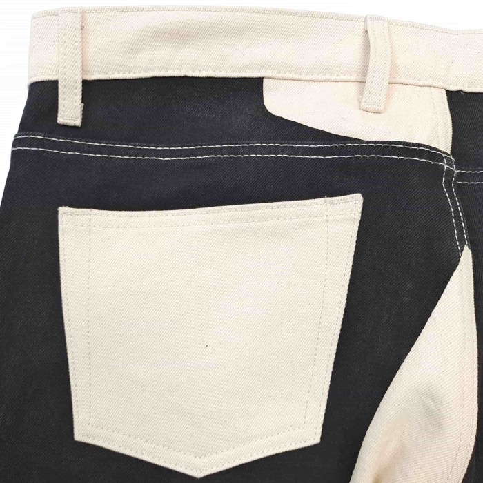 1:1 quality version Black And White Checkered Abstract Eye Print Straight Leg Denim Jeans 29382900
