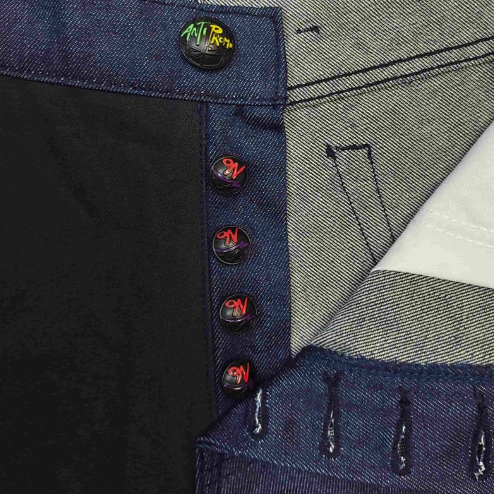 1:1 quality version Matty Boy Checkerboard Black And Blue Patchwork All-Seeing Eye Straight Leg Jeans 29382887