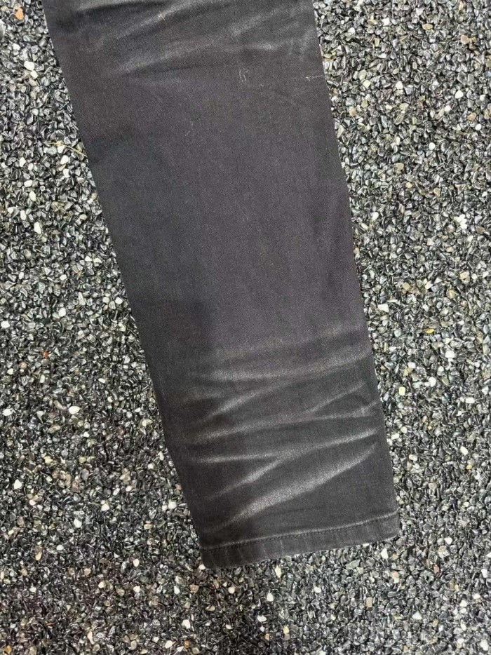 Amiri 1:1 quality version Streetwear Cursive Letter Embroidery Frayed Ripped Slim Washed Jeans 29382648