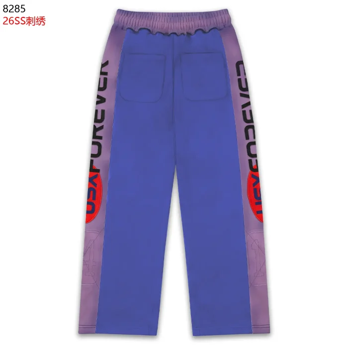 Streetwear Vintage Washed Color Block NEW YORK Letter Zip Up Hoodie & Wide Leg Sweatpants Set 2 colors 29383845